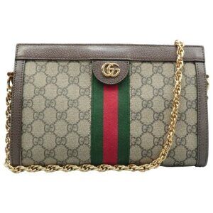 Gucci Ophidia Chain Brown Small Canvas Shoulder Bag 899-081425